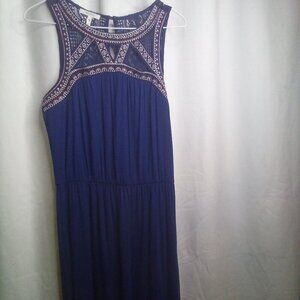 Maurices Dress L Women Sleeveless Lace Detail Blue Red